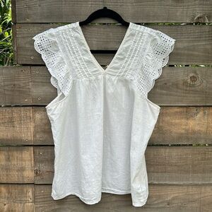 White eyelet top